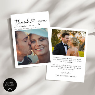 Simple Script Text and Photo Wedding Thank You