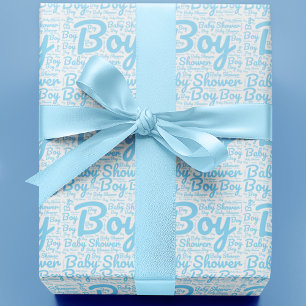 Simple Script Typography Boy Baby Shower  Wrapping Paper