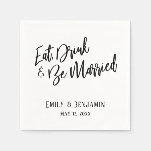 Simple Script Typography Eat, Drink and Be Married Napkin