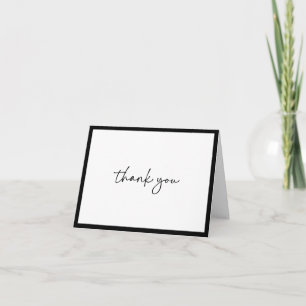 Simple Script Typography Hand Lettered Black White Thank You Card