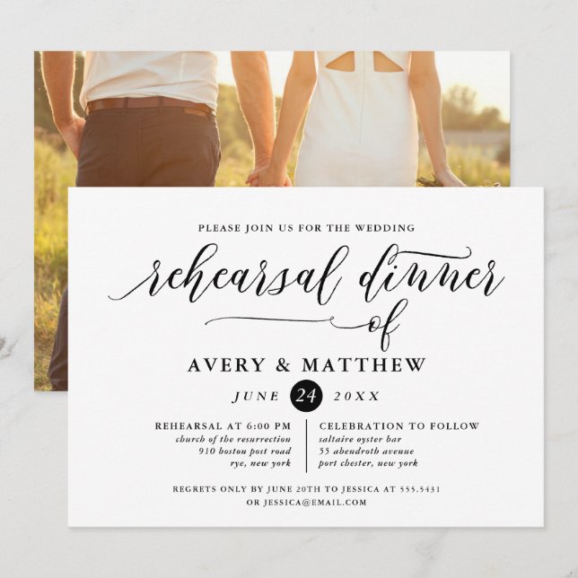Simple Script Typography | Photo Rehearsal Dinner Invitation (Front/Back)