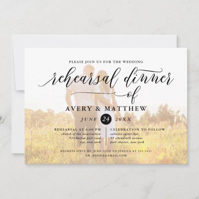 Simple Script Typography | Photo Rehearsal Dinner Invitation (Front)