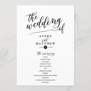 Simple Script Typography   Wedding Ceremony Program