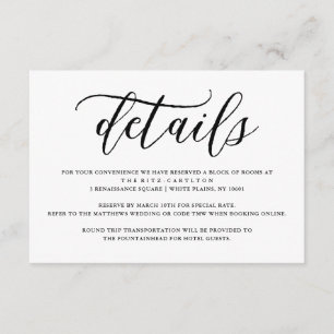 Simple Script Typography   Wedding Details Enclosure Card