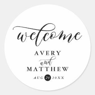 Simple Script Typography   Welcome Wedding Classic Round Sticker