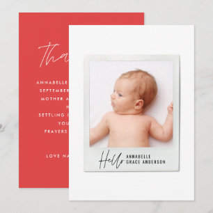 Simple script vintage photo birth announcement