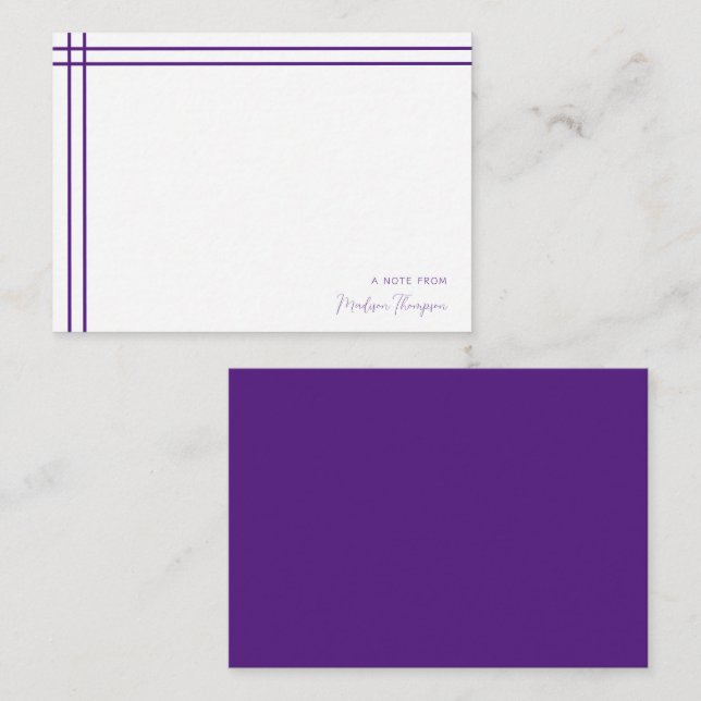 Simple Script Violet 2 Side Double Border Card (Front/Back)