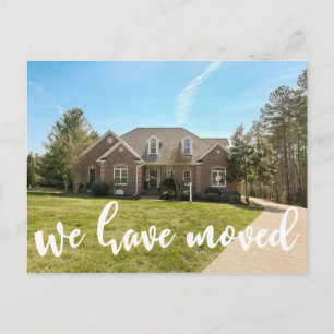 Simple Script We Moved with Photo New Home Announcement Postcard