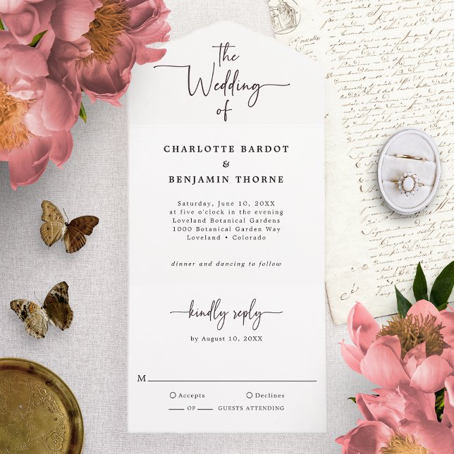 Simple Script Wedding All In One Invitation (Creator Uploaded)