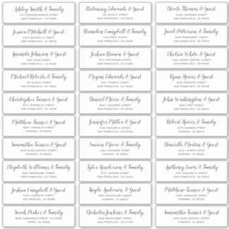 Simple Script Wedding Guest Names Address