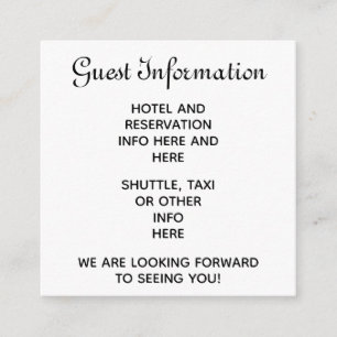 Simple script wedding guests reservations info enclosure card
