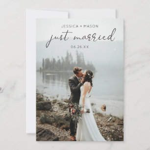 Simple Script Wedding Photo Just Married Invite