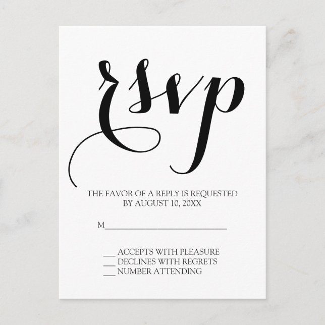 Simple script wedding RSVP Postcard (Front)