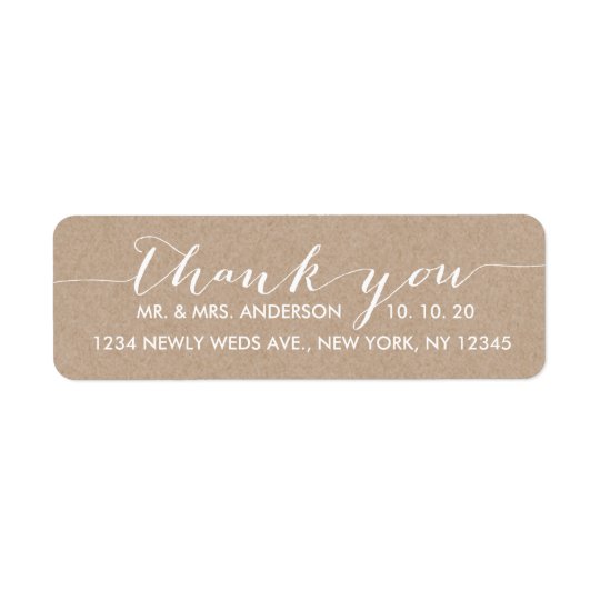 Simple Script Wedding Thank You Return Address Label