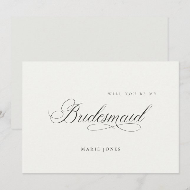 Simple Script Will you be my Bridesmaid Card (Front/Back)