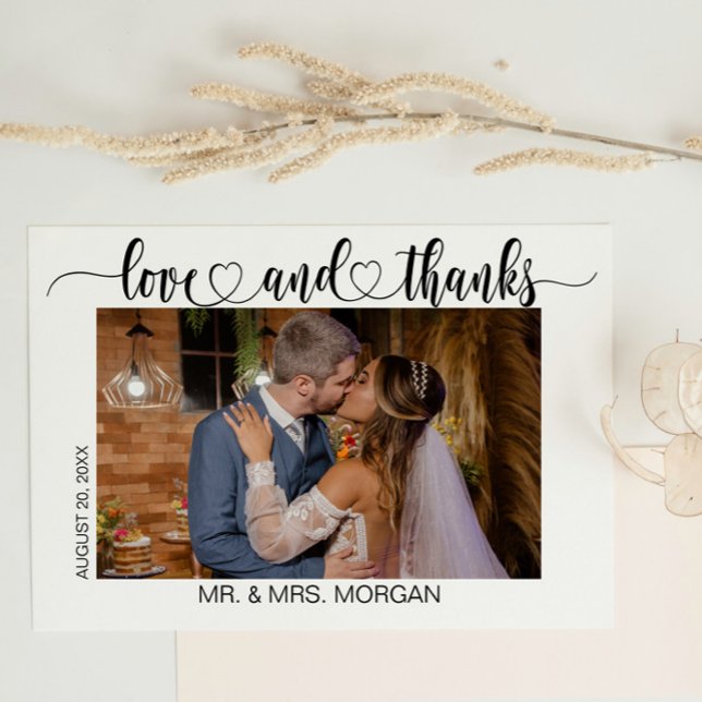 Simple Script with Heart and Photo | Wedding Thank You Card (Creator Uploaded)