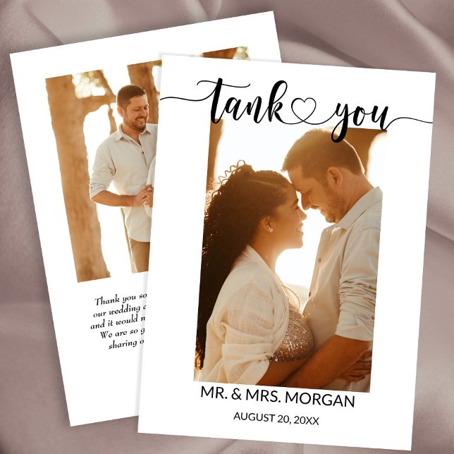 Simple Script with Heart and Photo | Wedding Thank You Card (Creator Uploaded)