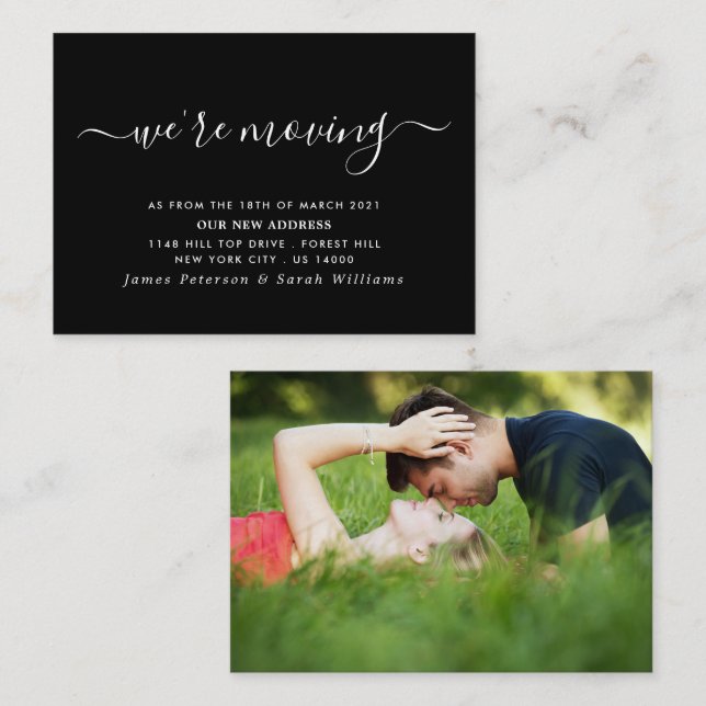 Simple Script with Photo, Change of Address Card (Front/Back)