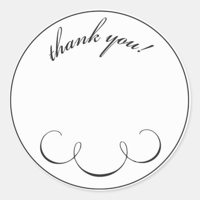 simple scroll thank you classic round sticker (Front)