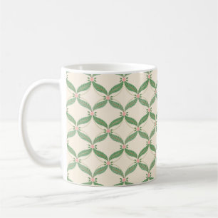 Simple seamless pattern. Grid of leaves and flower Coffee Mug