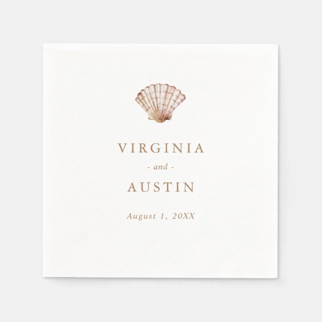 Simple Seashell Wedding Napkin (Front)
