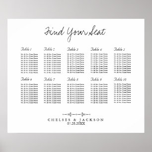 Simple Seating 10 Table Chart