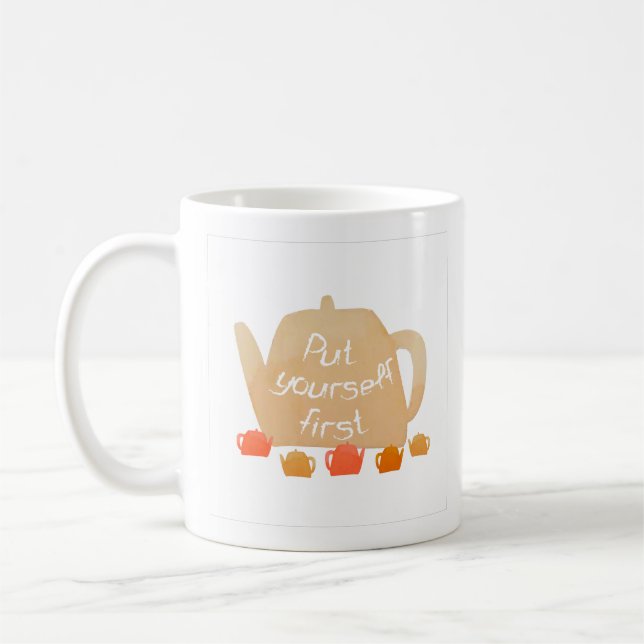 Simple Self Care Charming Reminder Warm Orange Coffee Mug (Left)