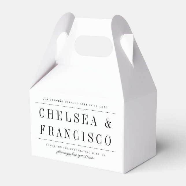 Simple Serif Modern Typography Wedding Favor Box (Front Side)