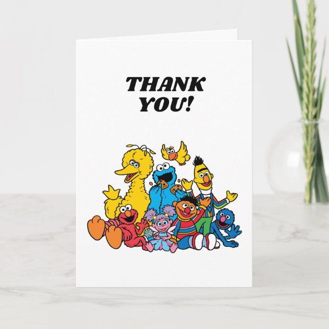 Simple Sesame Street Pals 1st Birthday Thank You Card (Front)