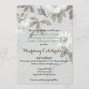 Simple Shabby Chic Floral Wedding Invitation