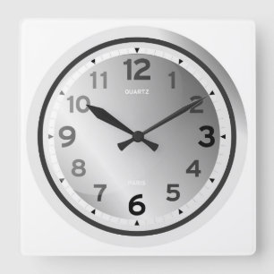 Simple Shaded Face Standard Number Square Wall Clock