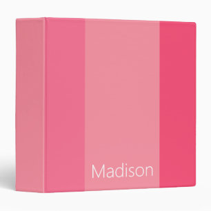 Simple Shades of Pink Vertical Stripes White Name Binder