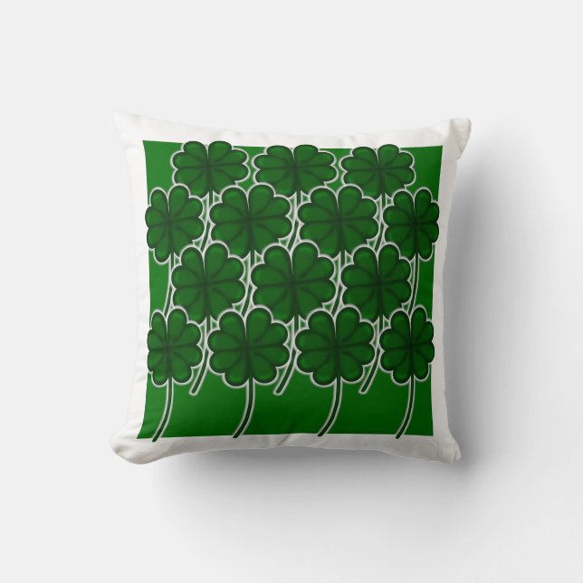 Simple Shamrock  Pattern for Saint Patricks Day Throw Pillow (Front)