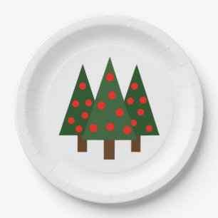 Simple Shape Christmas Grove on White Paper Plate