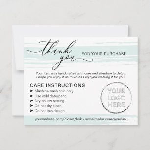 Simple Shaped Green Business Instructions Care Thank You Card