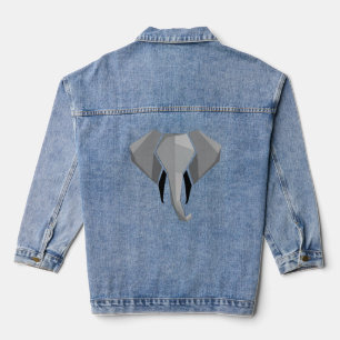 Simple Shapes Geometrics Elephant Head  Denim Jacket