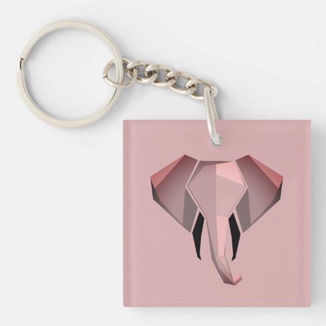 Simple Shapes Geometrics Elephant Head  Keychain (Front)