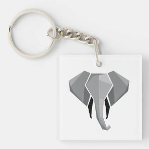 Simple Shapes Geometrics Elephant Head  Keychain