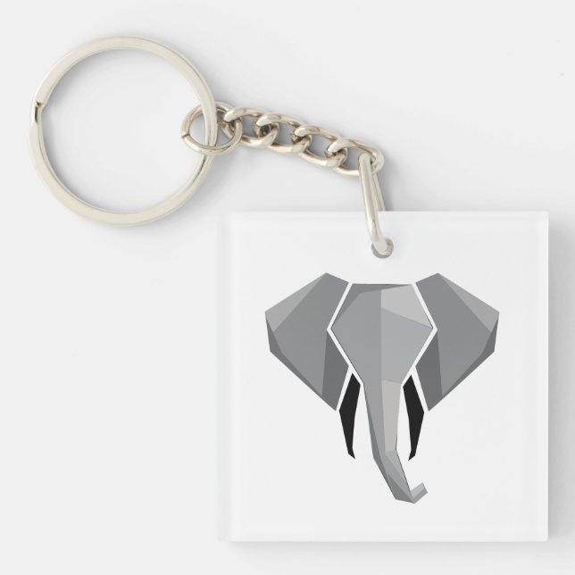 Simple Shapes Geometrics Elephant Head  Keychain (Front)