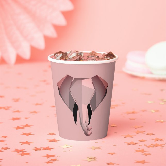 Simple Shapes Geometrics Elephant Head  Paper Cups (Insitu)