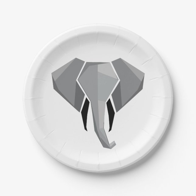 Simple Shapes Geometrics Elephant Head  Paper Plate (Front)