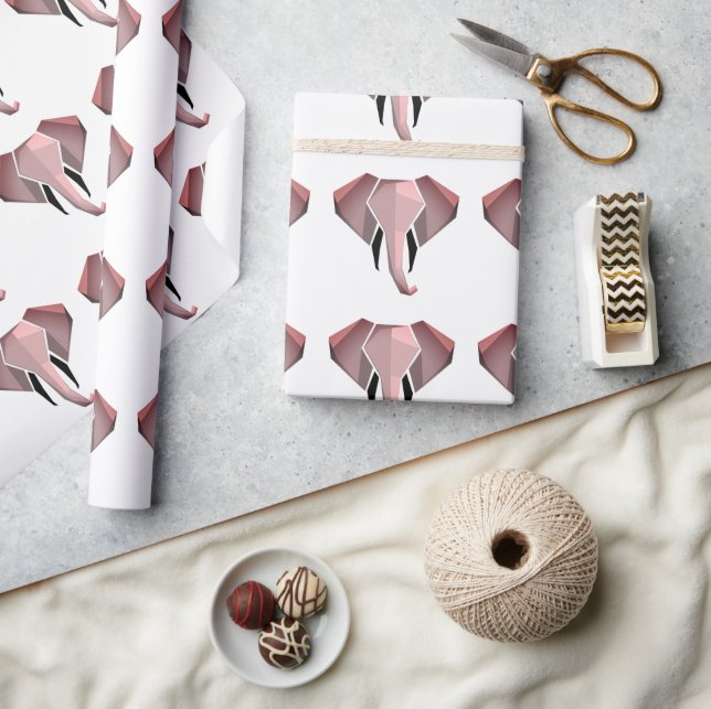 Simple Shapes Geometrics Elephant Head  Wrapping Paper (Crafts)
