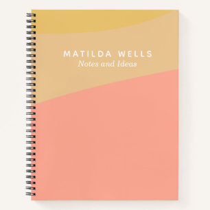 Simple Shapes Pastel Coral Yellow Custom Monogram Notebook