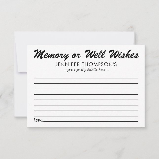 Simple Share a Memory or Well Wishes Card (Front)
