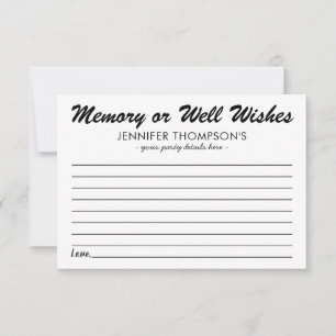 Simple Share a Memory or Well Wishes Card