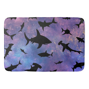 Simple shark fish jaws whale ocean galaxy pattern bath mat