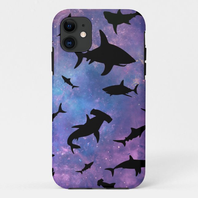 Simple shark fish jaws whale ocean galaxy pattern Case-Mate iPhone case (Back)