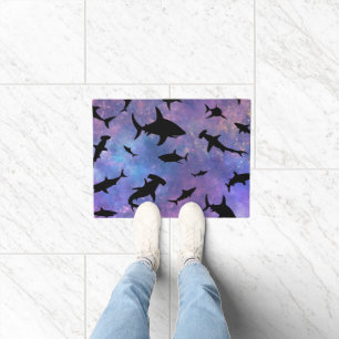 Simple shark fish jaws whale ocean galaxy pattern doormat