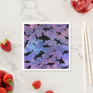 Simple shark fish jaws whale ocean galaxy pattern napkin