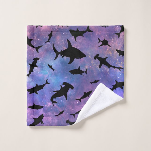 Simple shark fish jaws whale ocean galaxy pattern wash cloth (Wash Cloth)
